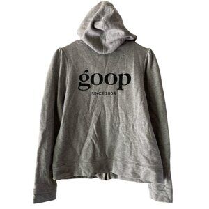 G. Label by Goop puff sleeve gray zip up hoodie with Goop since 2008 logo